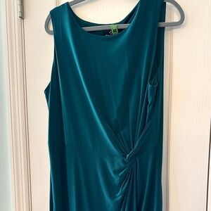 Teal Sleeveless Draped Dress